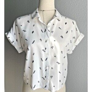 Jack Wills womens short sleeve button up crop shirt UK 10 US 6